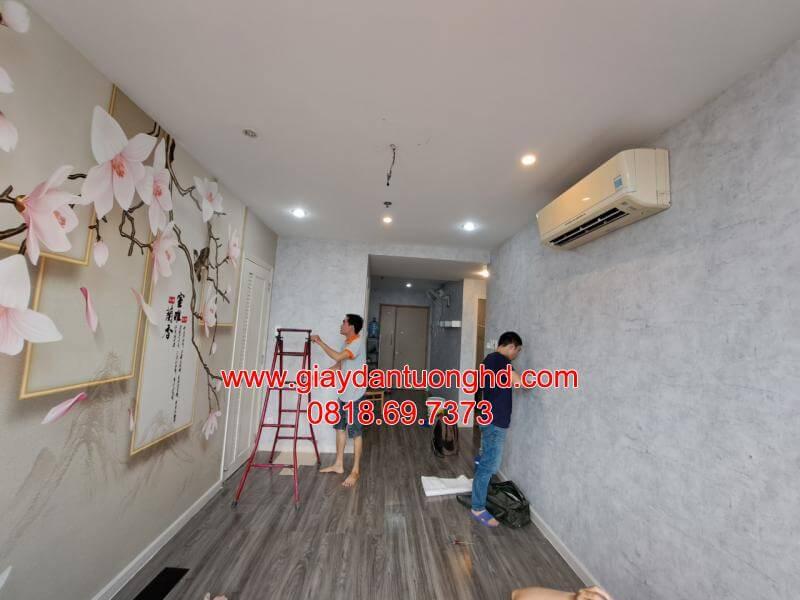 Thi công giấy và tranh dán tường khổ lớn cho khách hàng tại Trường Định, Quận 1