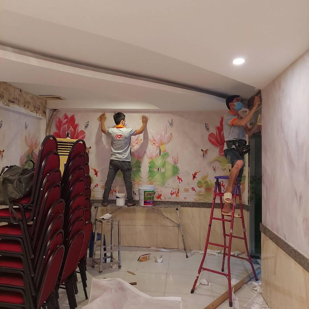 Thi công giấy dán tường cho nhà hàng tại đường Xô Viết Nghệ Tĩnh