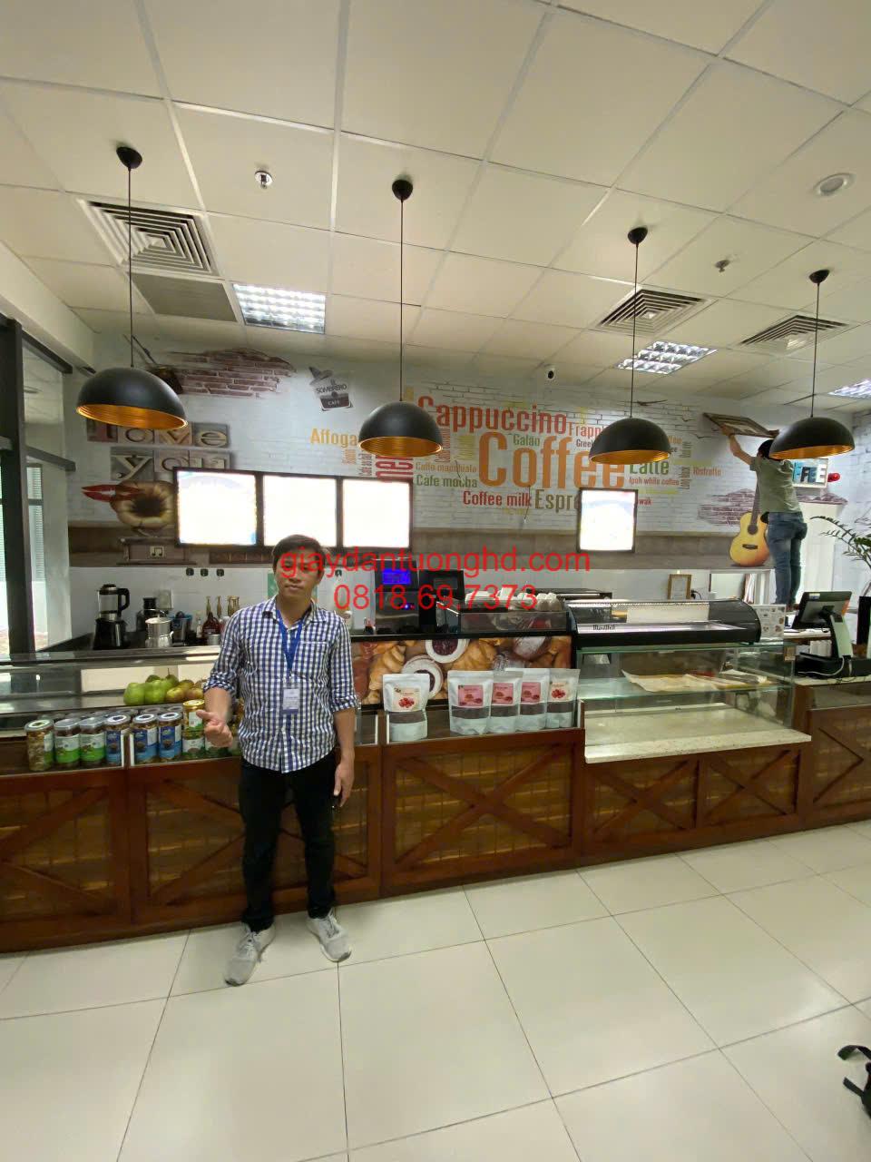 Thi công tranh dán tường cho Quán Cà Phê