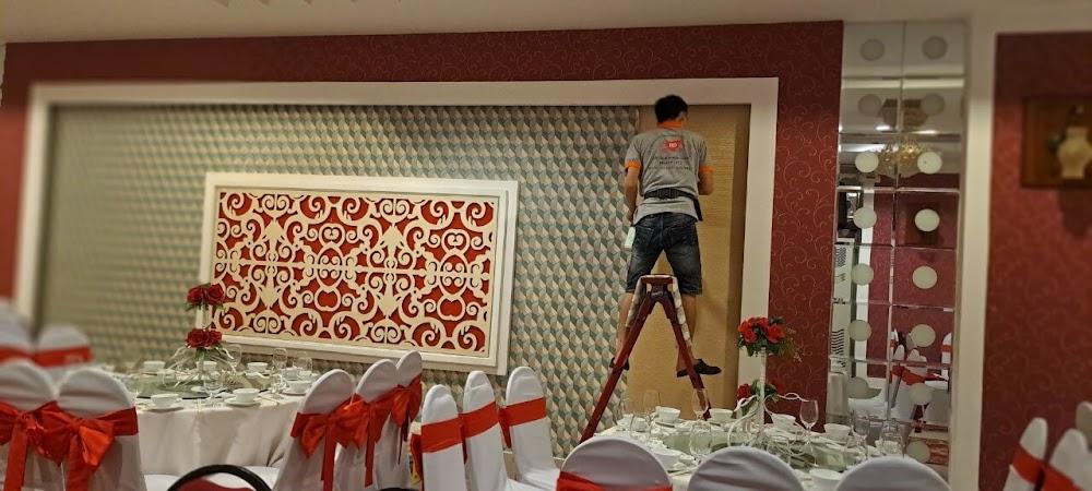 thi công giấy dán tường nhà hàng tiệc cưới