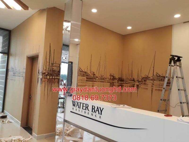 thi công giấy dán tường tại Water Bay