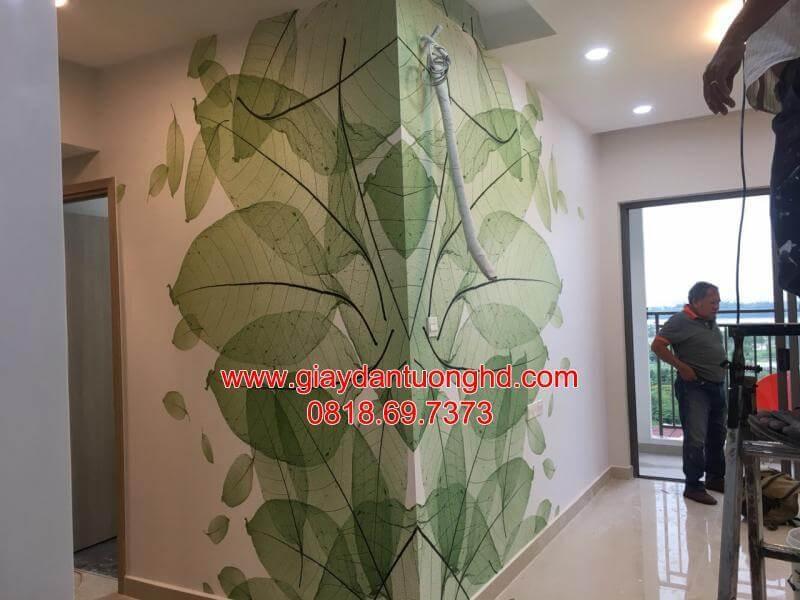 thi công giấy dán tường cho văn phòng ở khu đô thị mới Thủ Thiêm