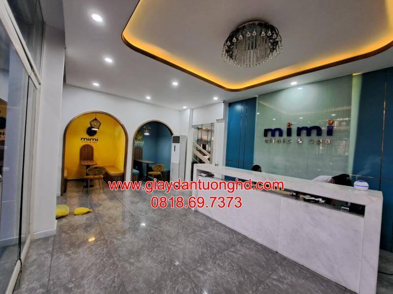 thi công giấy dán tường cho spa Mini