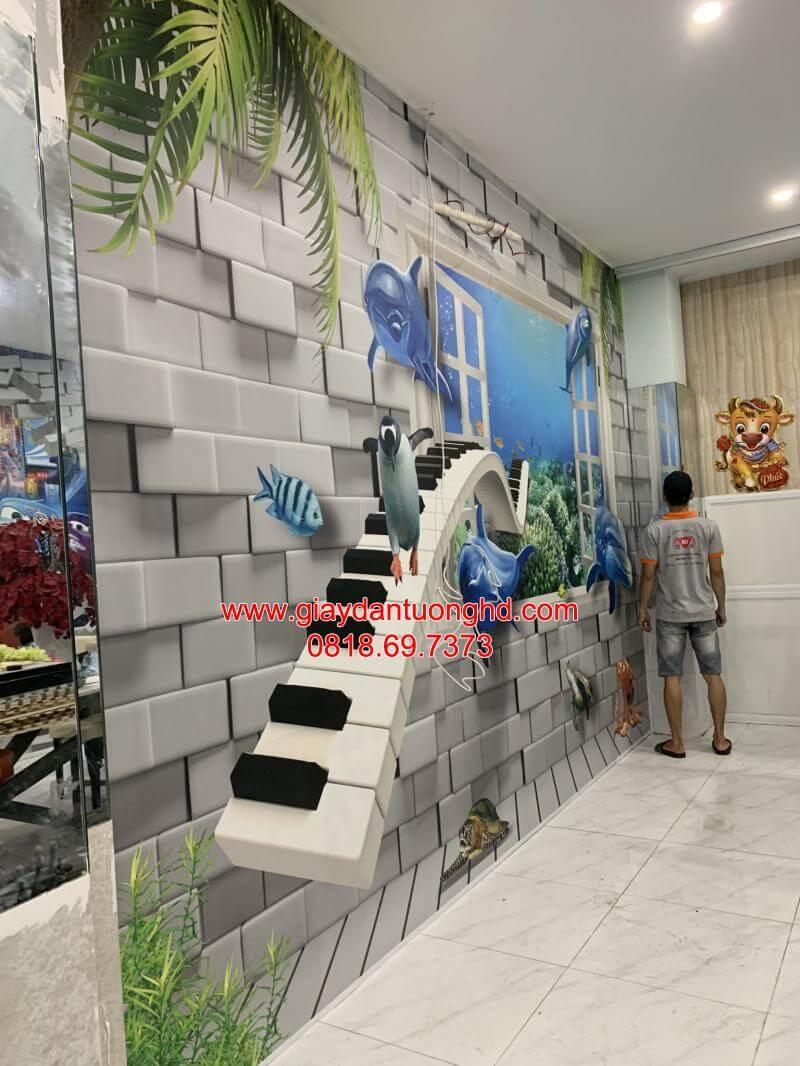 Dán tranh 3D lụa cao cấp cho phòng nhà có trẻ em