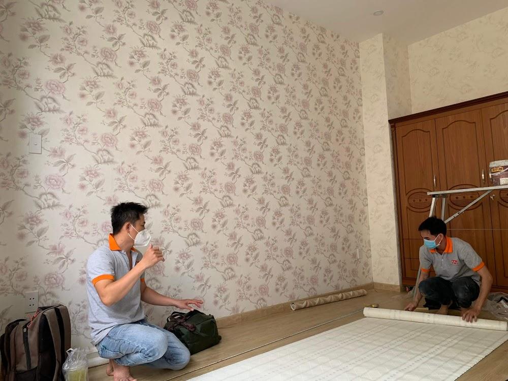 Thi công tranh dán tường phòng ngủ cho khách hàng tại Thảo Điền, Quận 2