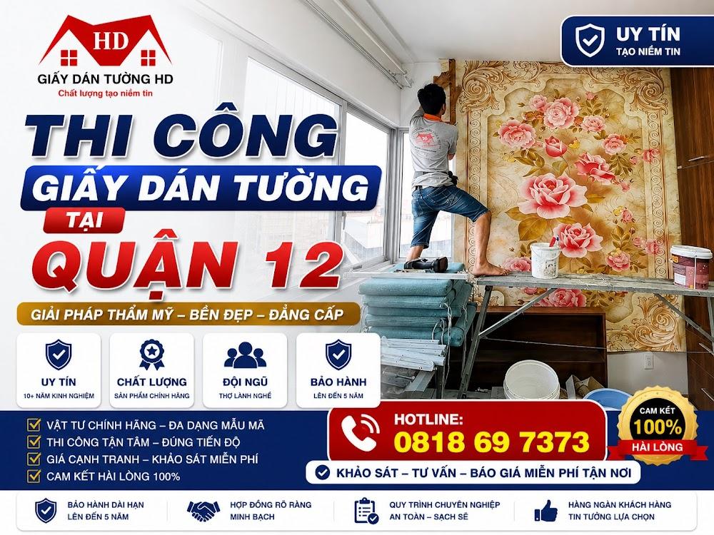 Thi công giấy dán tường tại Quận 12