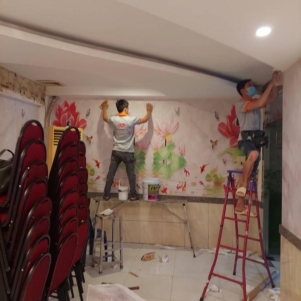 Thi công giấy dán tường cho nhà hàng tại Quận 12
