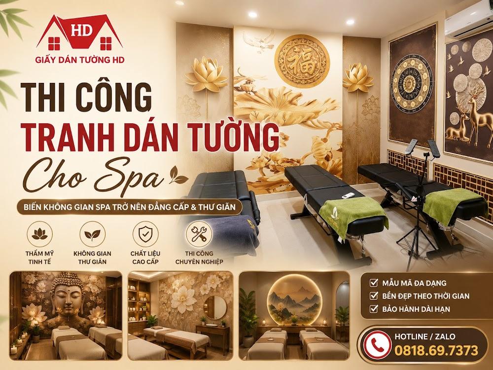thi công tranh dán tường cho Spa