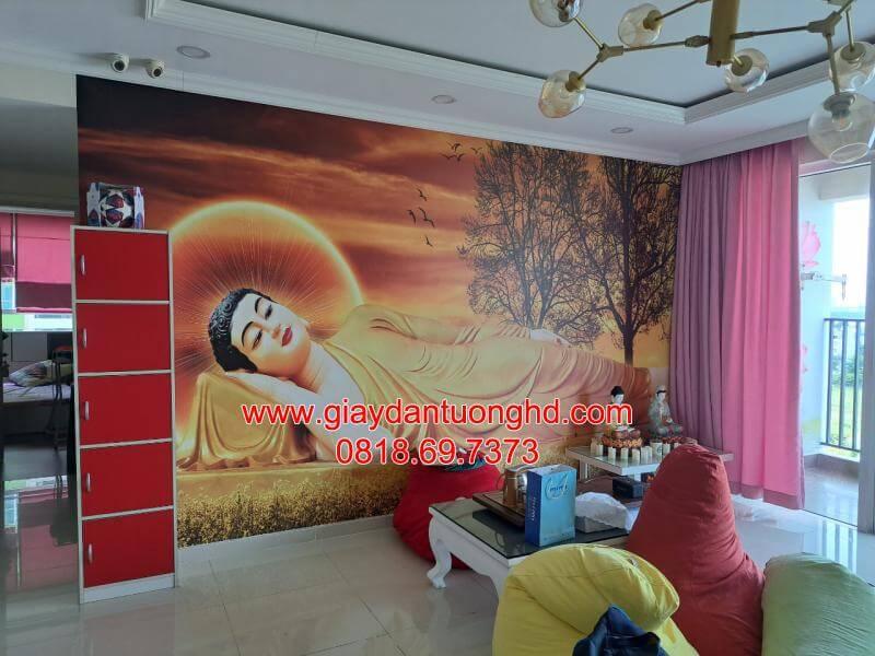 Giấy dán tường HD thi công tranh dán tường phòng khách căn hộ tại quận Phú Nhuận