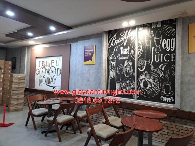 Thi công tranh dán tường cho quán cà phê gầ Chung cư Central Premium, Tạ Quang Bửu