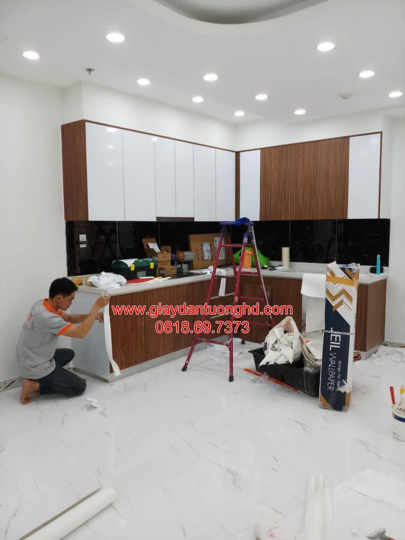 thi công giấy dán tường cho khu vực bếp