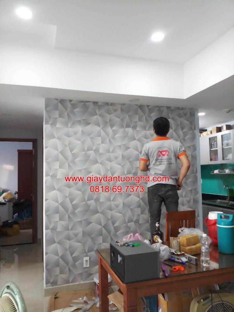thi công giấy dán tường ở đường Hồng Bàng