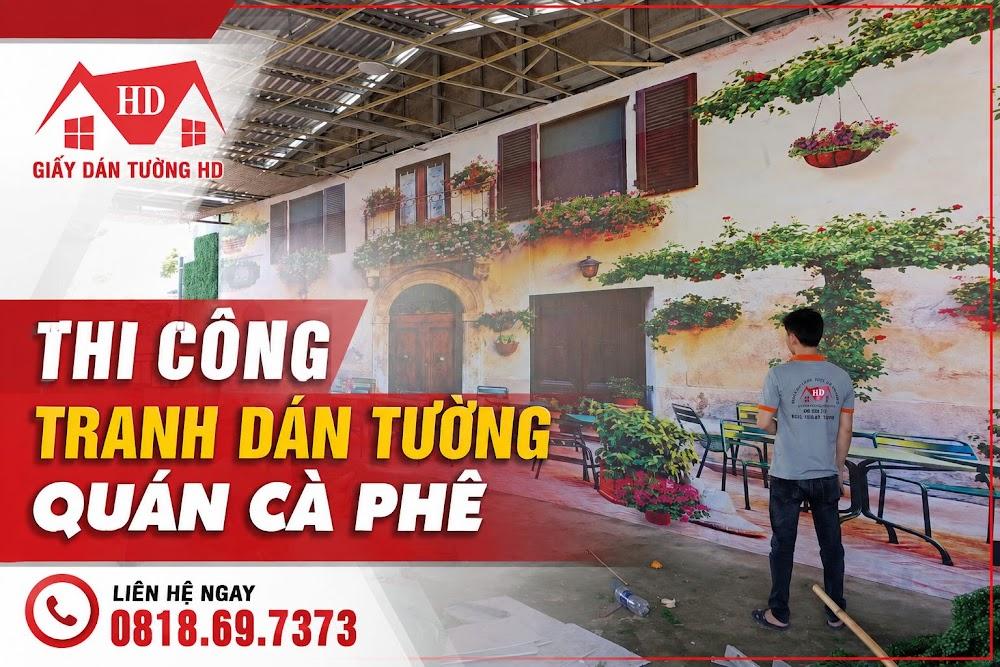 Thi công tranh dán tường quán cà phê trọn gói tại TPHCM