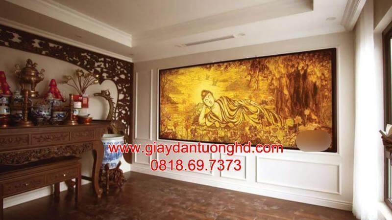 thi công giấy dán tường cho phòng thờ