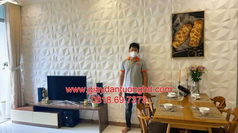 thi công giấy dán tường 3d cao cấp cho khách hàng tại chung cư An Phú, Quận 6