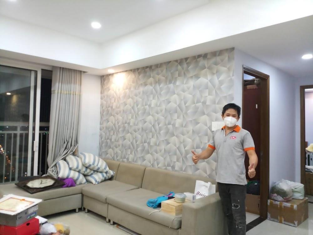 Thi công giấy dán tường 3D cho khách hàng ở chung cư HAGL 2