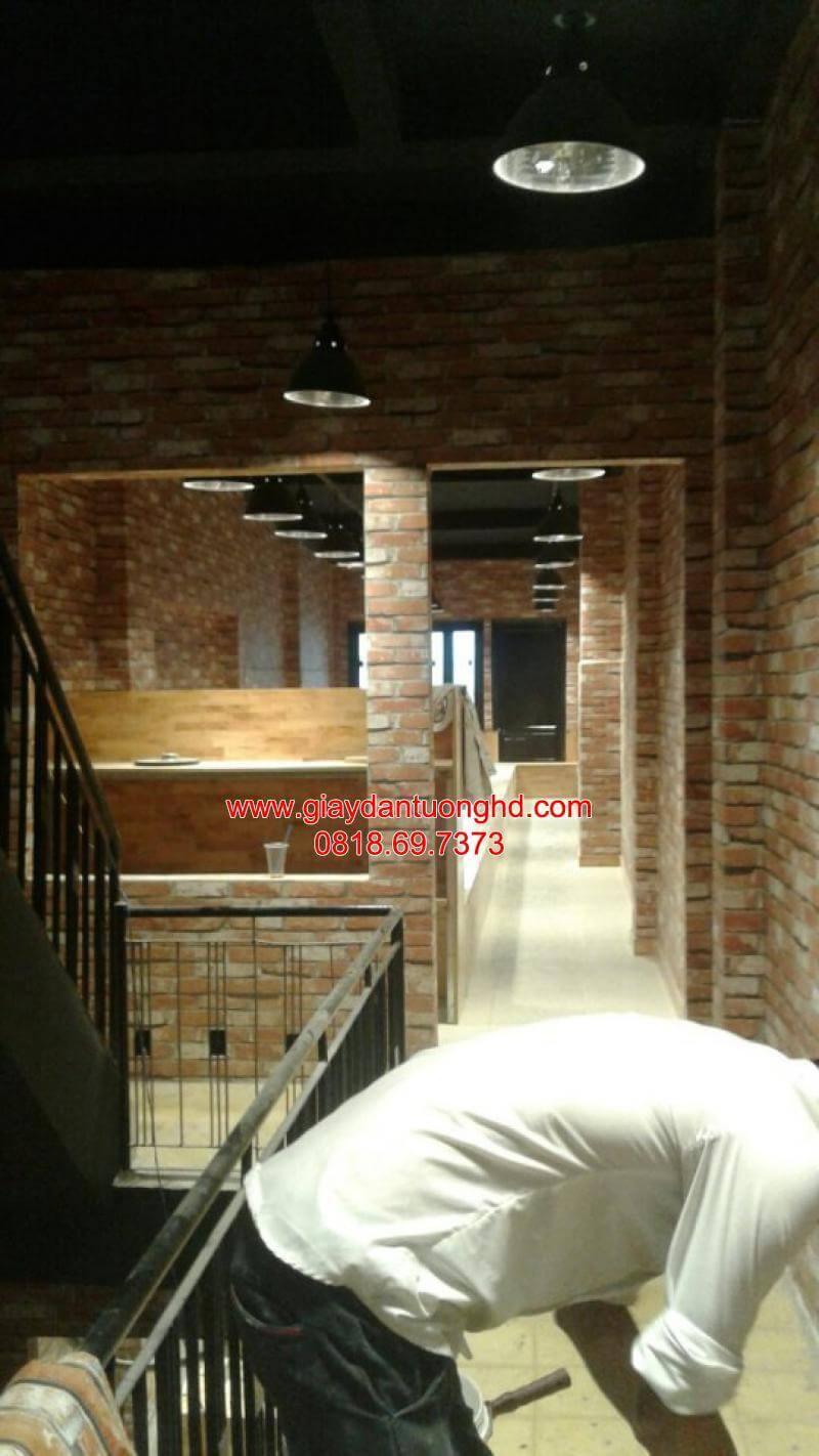 thi công giấy dán tường giả gạch