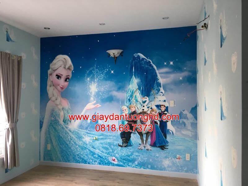 Tranh dán tường Elsa cho phòng ngủ bé gái ở Tạ Quang Bửu, Quận 8