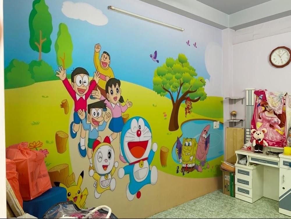 Tranh dán tường 3D hoạt hình Doraemon Nobita và những người bạn ngộ nghĩnh cho phòng ngủ trẻ em