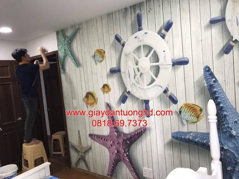 thi công giấy dán tường cho bé