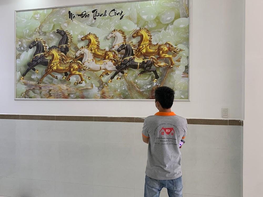 Thi công tranh dán tường 3D mã đáo thành công cho nhà phố