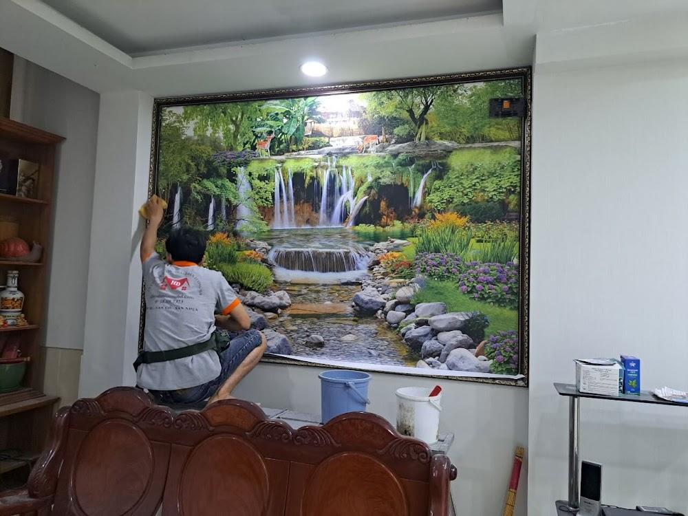 Quá trình thi công tranh dán tường