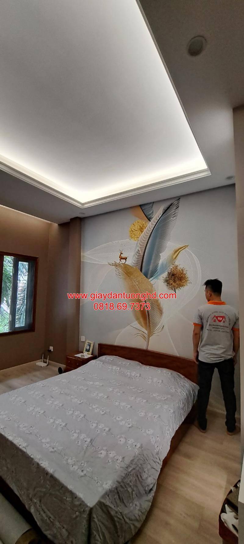 Giấy dán tường HD thi công tranh dán tường phòng ngủ hiện đại tại quận Phú Nhuận