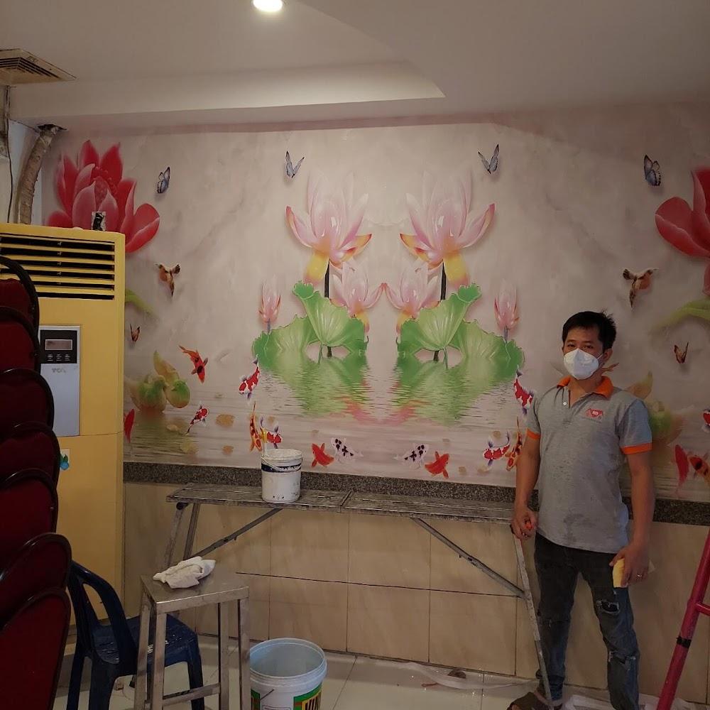 Thi công giấy dán tường cho nhà hàng tại đường Trần Não