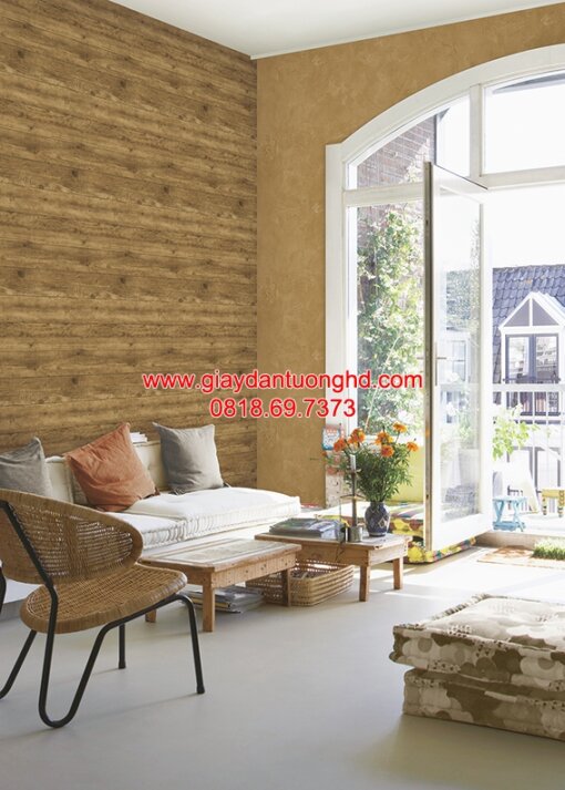 Giấy dán tường giả gỗ phòng khách 85084-2