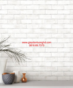 Giấy dán tường giả gạch phòng ăn bếp màu trắng 85089-1