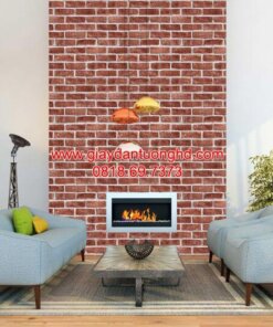 Giấy dán tường giả gạch phòng khách màu đó 7837-4