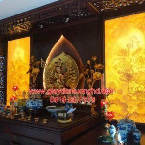 Thi công tranh dán tường phòng thờ Phật