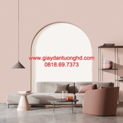 Giấy dán tường trơn phòng khách màu hồng nhạt 3009-24