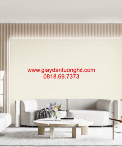 Giấy dán tường trơn phòng khách màu trắng kem 57206-2