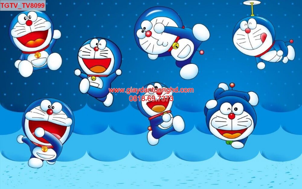 Giấy dán tường Doraemon cho bé trai, giấy dán tường hoạt hình Doreamon, giấy dán tường cho phòng bé trai hình doreamon