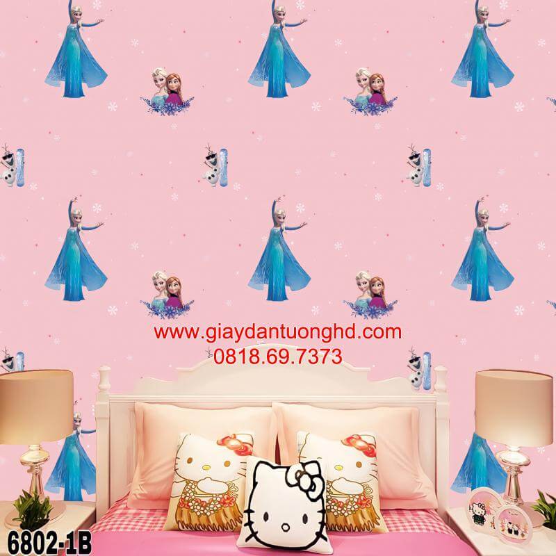 Giấy dán tường Hàn Quốc cho bé gái, giấy dán tường hàn quốc công chúa Elsa