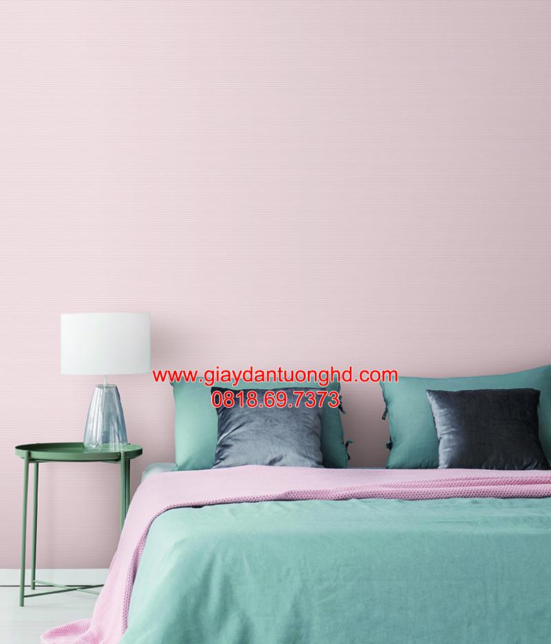 Giấy dán tường sọc ngang màu trơn cho phòng ngủ màu trơn, giấy dán tường màu hồng