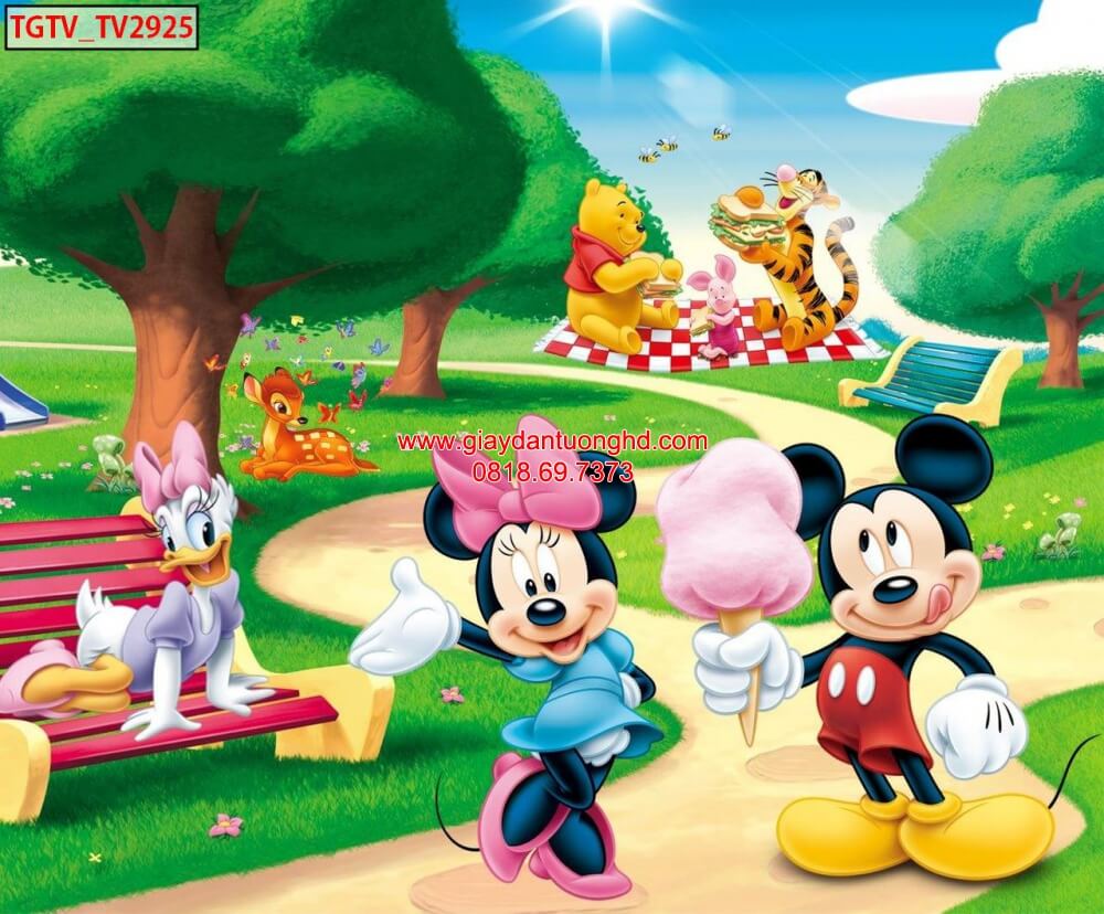 Tranh dán tường hoạt hình mickey cho bé, Chuột Mickey dễ thương cho bé