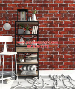 Giấy dán tường giả gạch phòng ngủ màu đỏ 6816-4