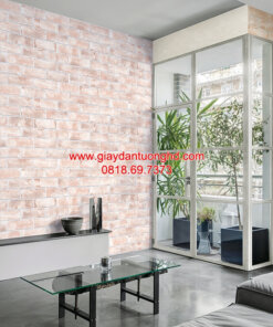 Giấy dán tường phòng khách giả gạch, giấy dán tường giả gạch phòng khách