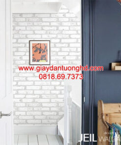Giấy dán tường giả gạch màu trắng phòng ngủ 9363-1a