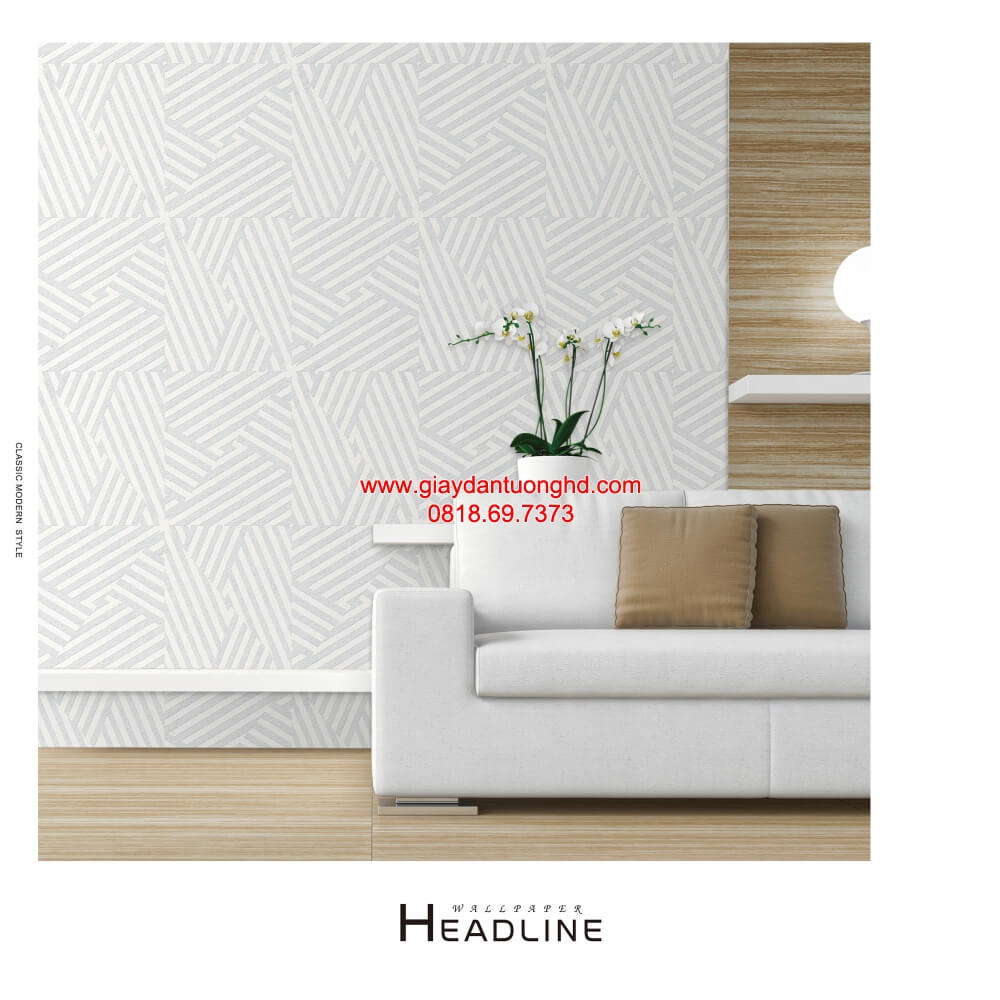 Giấy dán tường 3D phòng khách, giấy dán tường 3D sọc chéo màu trắng xám đẹp