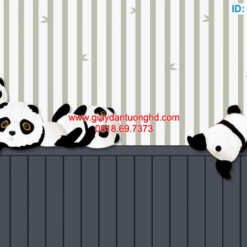 Giấy dán tường hoạt hình gấu Panda cho bé-60318