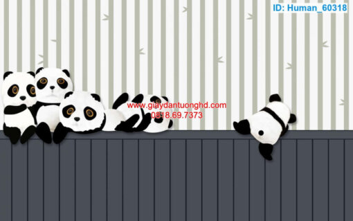 Giấy dán tường hoạt hình gấu Panda cho bé-60318