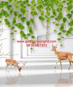 Tranh dán tường 3D hình chú nai con 60815