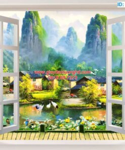 Tranh dán tường cửa sổ-H61162