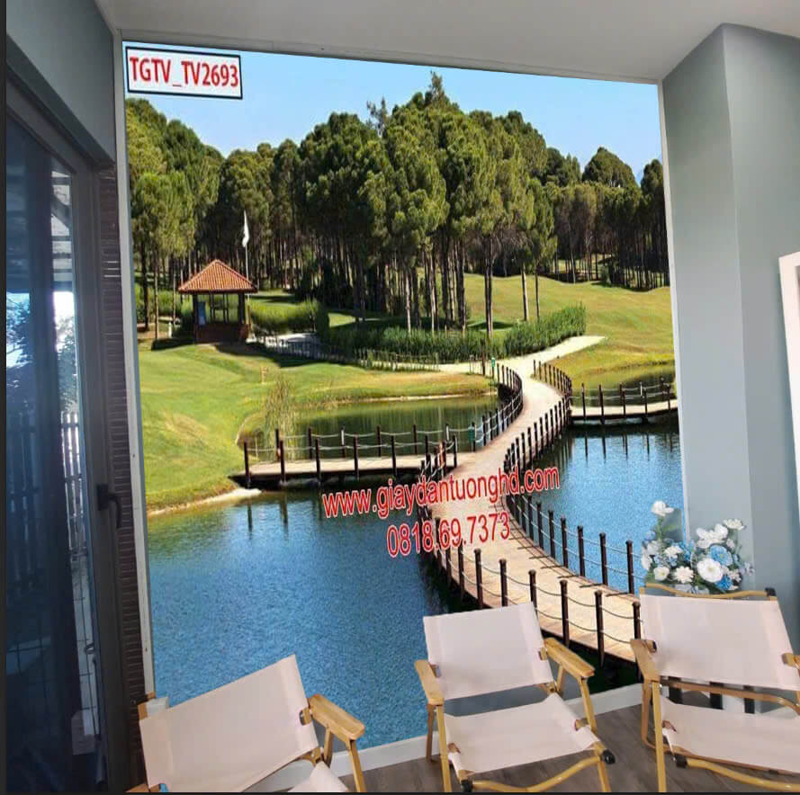 phối cảnh siêu đẹp với tranh dán tường tại quán cafe